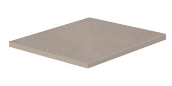 Matte beige porcelain border with a polished edge, evoking the organic texture of sedimentary rock in a sleek, minimalist design.