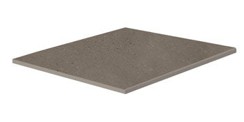 Square matte porcelain border in dark beige with polished edges, evoking earthy sedimentary rock and minimalist urban sophistication.