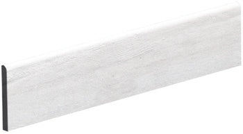 Sleek white porcelain bullnose trim with matte concrete texture, embodying minimalist elegance and industrial refinement.