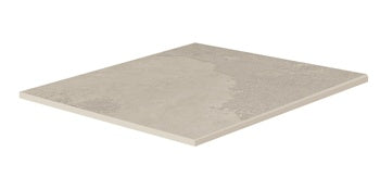 Dark beige square porcelain border with a matte limestone texture, polished edges, and rugged elegance for seamless indoor-outdoor transitions.
