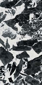 Luxurious black marble-look porcelain tile with dramatic veining, semi-gloss finish, and refined opulence for elegant interiors.