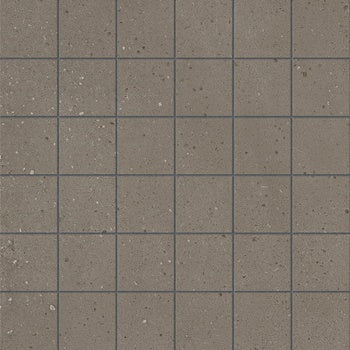 Matte dark beige porcelain mosaic with an earthy, textured concrete effect, exuding minimalist sophistication and urban durability.