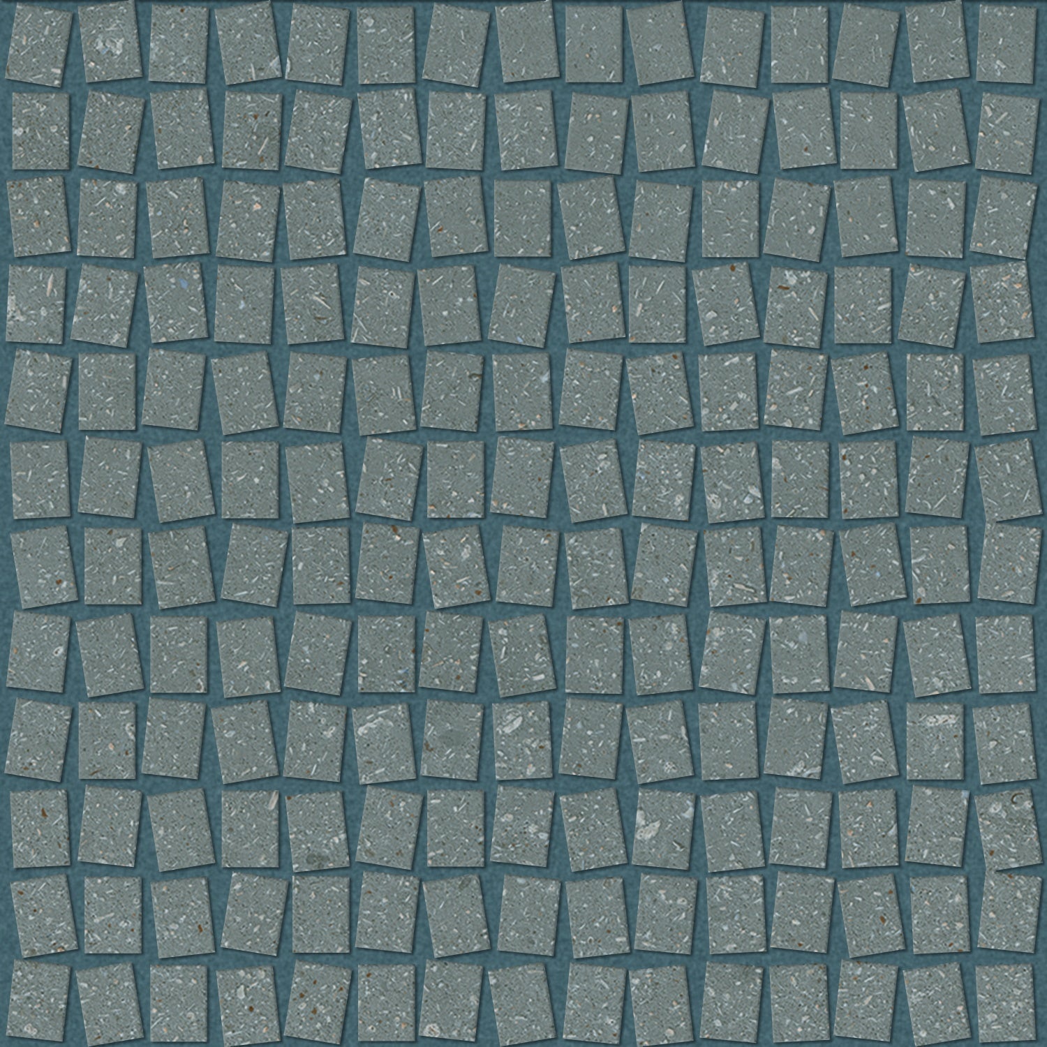 Matte grey porcelain mosaic tiles with an earthy, sedimentary texture, evoking urban sophistication and minimalist strength.