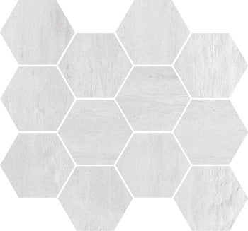 Hexagonal matte porcelain mosaic with refined concrete texture, offering understated elegance for modern minimalist interiors.