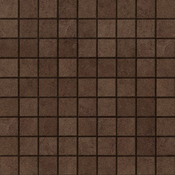 Glossy brown porcelain mosaic tiles in a sleek straight-stack pattern, exuding modern sophistication and minimalist luxury.