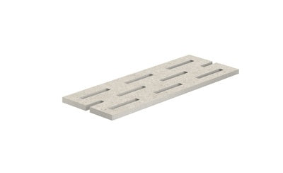 Elegant matte white porcelain pool grille with textured Bianco Mix stone effect and polished edges for refined outdoor spaces.