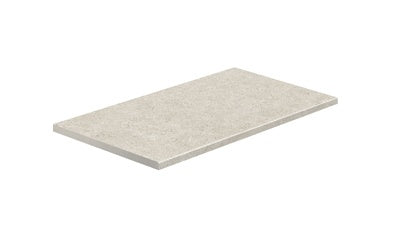 Elegant textured porcelain paving tile in soft white with a natural stone aesthetic, perfect for sophisticated outdoor living spaces.
