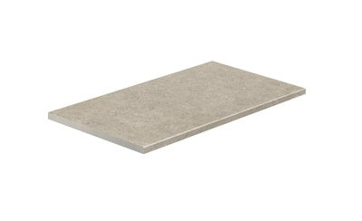 Elegant greige porcelain paving with a textured stone-inspired surface, blending urban sophistication and natural warmth for timeless outdoor spaces.