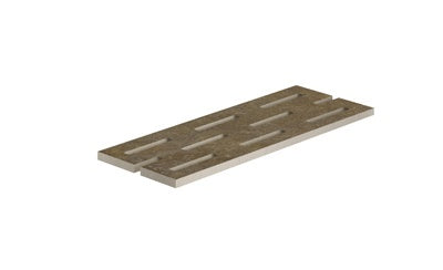 Earthy red-brown porcelain pool grille with textured limestone-inspired matte finish and polished edges for refined outdoor elegance.