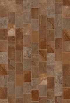 Textured porcelain cobblestone tile in warm porfido-mix hues, evoking rustic limestone charm with urban sophistication.