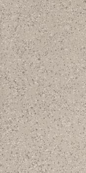 Medium-grain terrazzo porcelain tile in warm silver tones, matte finish with organic texture, embodying timeless industrial elegance.