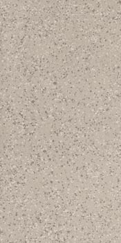 Matte terrazzo-effect porcelain tile in warm silver-brown with medium-grain texture, exuding organic refinement and timeless sophistication.