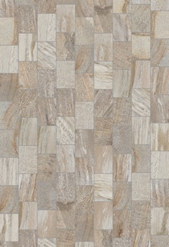 White porcelain cobblestone paving tile with textured quartzite Bianca finish, evoking rustic urban elegance for outdoor luxury spaces.