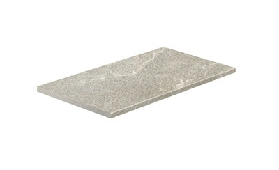 Elegant matte white quartzite-look porcelain paving with a softly textured surface and polished edges for refined outdoor spaces.