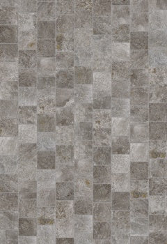 Textured gray quartzite-look porcelain cobblestone tile with rustic charm and urban elegance for timeless outdoor paving.