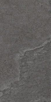 Rectified matte porcelain tile in deep gray with a textured concrete surface, evoking raw elegance and urban sophistication.