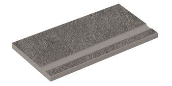 Matte dark gray porcelain pool edge with a textured concrete look and polished finish for refined outdoor elegance.