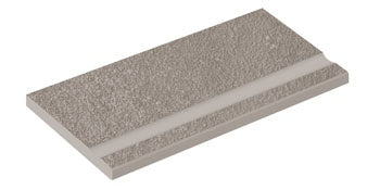 Elegant matte gray porcelain pool edge with polished border and subtle 3D texture, evoking refined urban concrete sophistication.