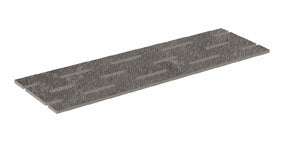Matte dark gray porcelain pool grille with a bush-hammered rustic texture and polished edges, evoking raw concrete elegance.