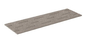 Elegant gray porcelain pool grille with a bush-hammered rustic texture and polished edges, evoking raw concrete sophistication.