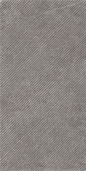 Matte gray porcelain wall tile with refined diagonal grooves, embodying contemporary deco luxury in a soft, textured finish.