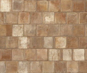 Textured terracotta cobblestone porcelain tile in warm Tuscan brown, evoking rustic charm and natural elegance for outdoor luxury.