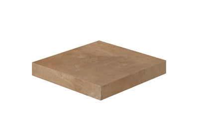 L-shaped terracotta-inspired porcelain corner in warm Tuscan brown, textured matte finish for elegant outdoor transitions.