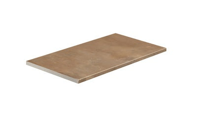 Earthy terracotta-toned porcelain paving with a textured matte finish, evoking rustic Tuscan charm for timeless outdoor elegance.