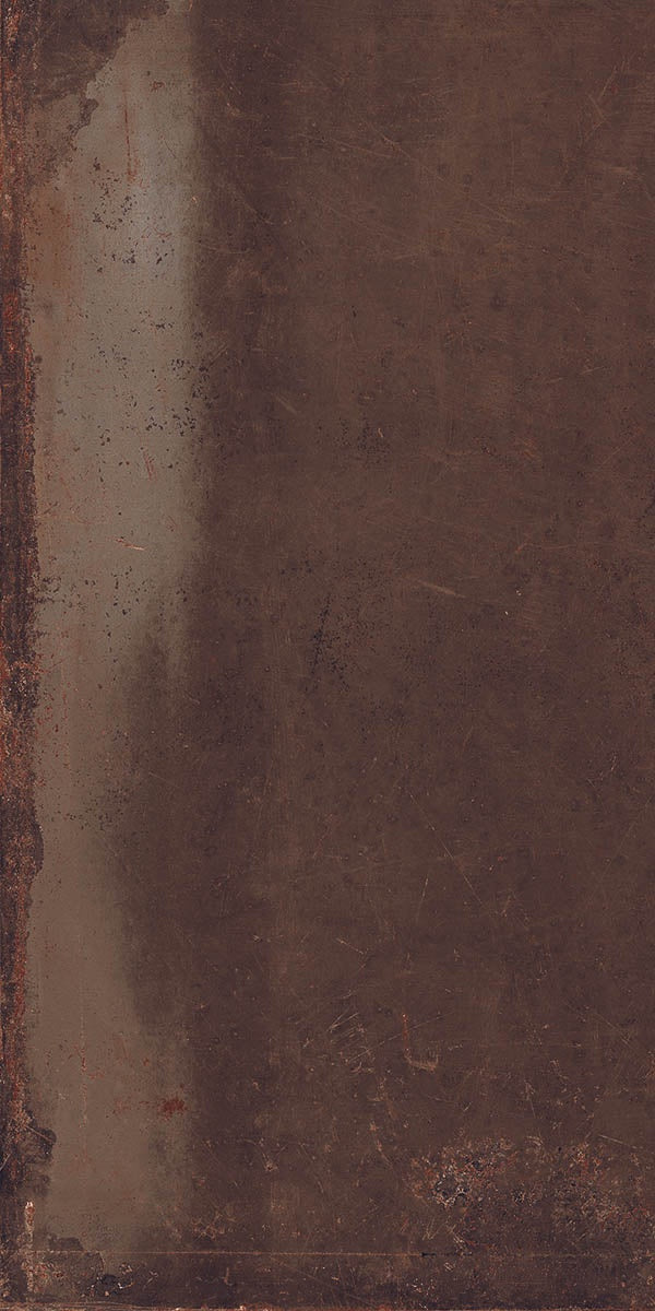 Matte brown porcelain tile with a textured metallic finish, exuding urban elegance and industrial sophistication.