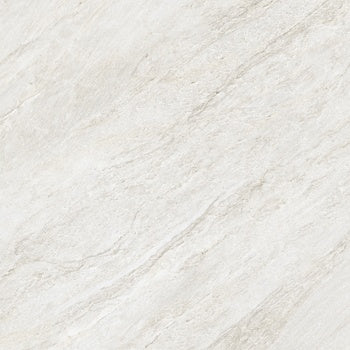 Matte white porcelain tile with primordial quartzite essence, radiating serene depth for intimate, harmonious spaces.