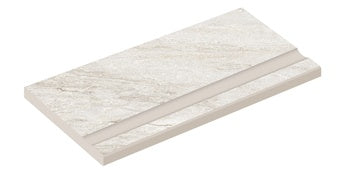 A sleek, matte-finish porcelain pool edge in pristine white, evoking primordial quartzite with a polished, slip-resistant texture.