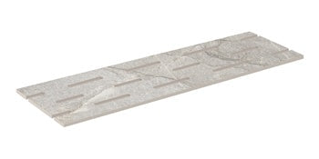 Polished matte gray quartzite-look porcelain pool grille with primordial depth and serene minimalist elegance.