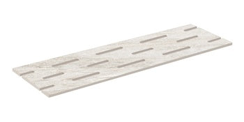 Matte white porcelain pool grille with primordial quartzite texture, radiating serene warmth and minimalist harmony for refined outdoor spaces.