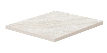 Polished square border in matte white porcelain, evoking primordial quartzite with serene depth for harmonious outdoor and indoor spaces.