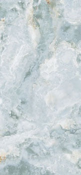 Luxury porcelain wall tile in dreamy blue onyx, semi-matte finish, evoking timeless elegance and refined depth.