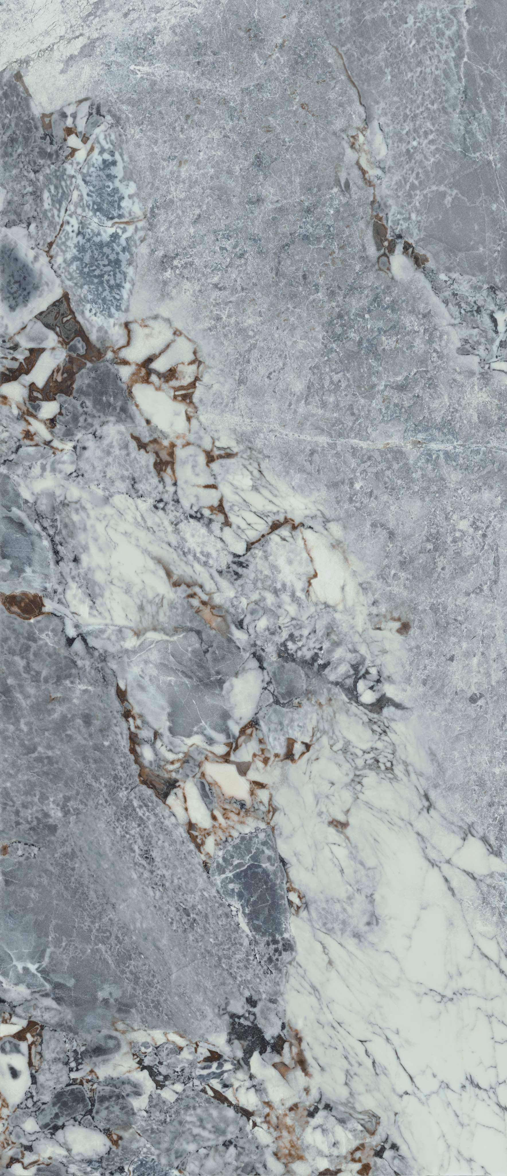 AESTHETICA: Unico Grey Marble Bullnose Flat Porcelain Tile Accessory (2 3/8"x47 1/4"x6.5mm | matte)