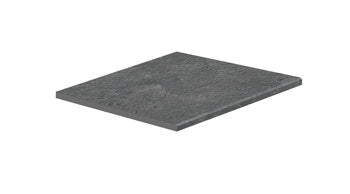 Dark gray porcelain square border with a textured matte finish and polished edges, exuding playful sophistication for modern spaces.
