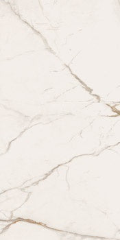 Luxurious matte porcelain tile with refined Calacatta marble veining, pure white surface, and a serene minimalist elegance.