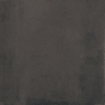 Black porcelain tile with a matte, earthy finish, evoking handcrafted terracotta charm and timeless Tuscan elegance in a refined square format.