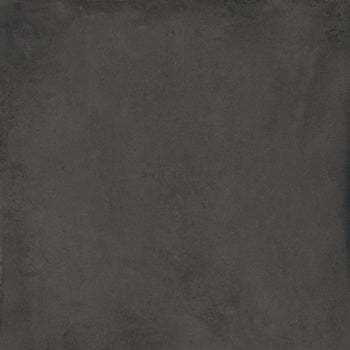 Matte black porcelain tile with warm terracotta undertones, textured like handcrafted oxidized clay, exuding timeless Tuscan elegance.