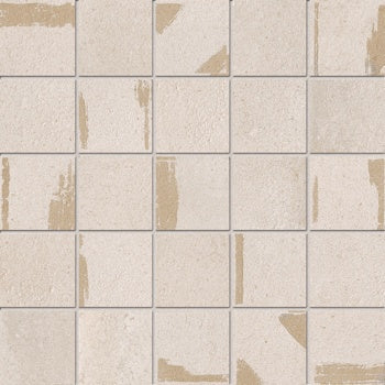 Matte almond porcelain tile with warm terracotta undertones, evoking handcrafted elegance in a refined contemporary deco pattern.
