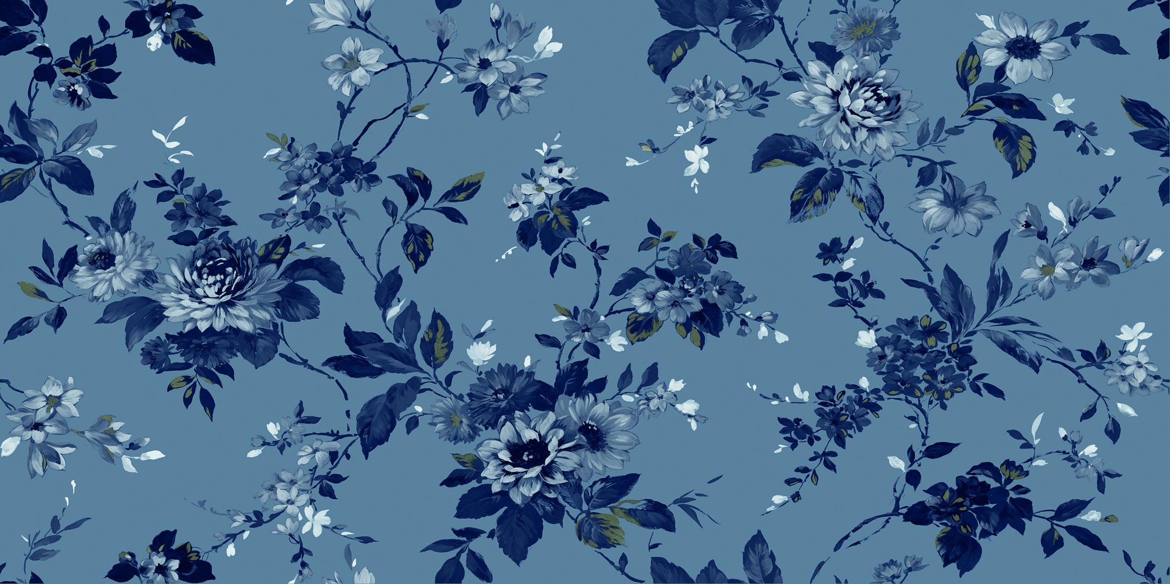 Matte blue porcelain wall tile with a refined contemporary deco pattern, exuding artistic elegance and warm sophistication.