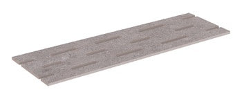 Matte gray porcelain pool grille with a refined wood-effect inlay, exuding rustic sophistication and serene minimalist balance.