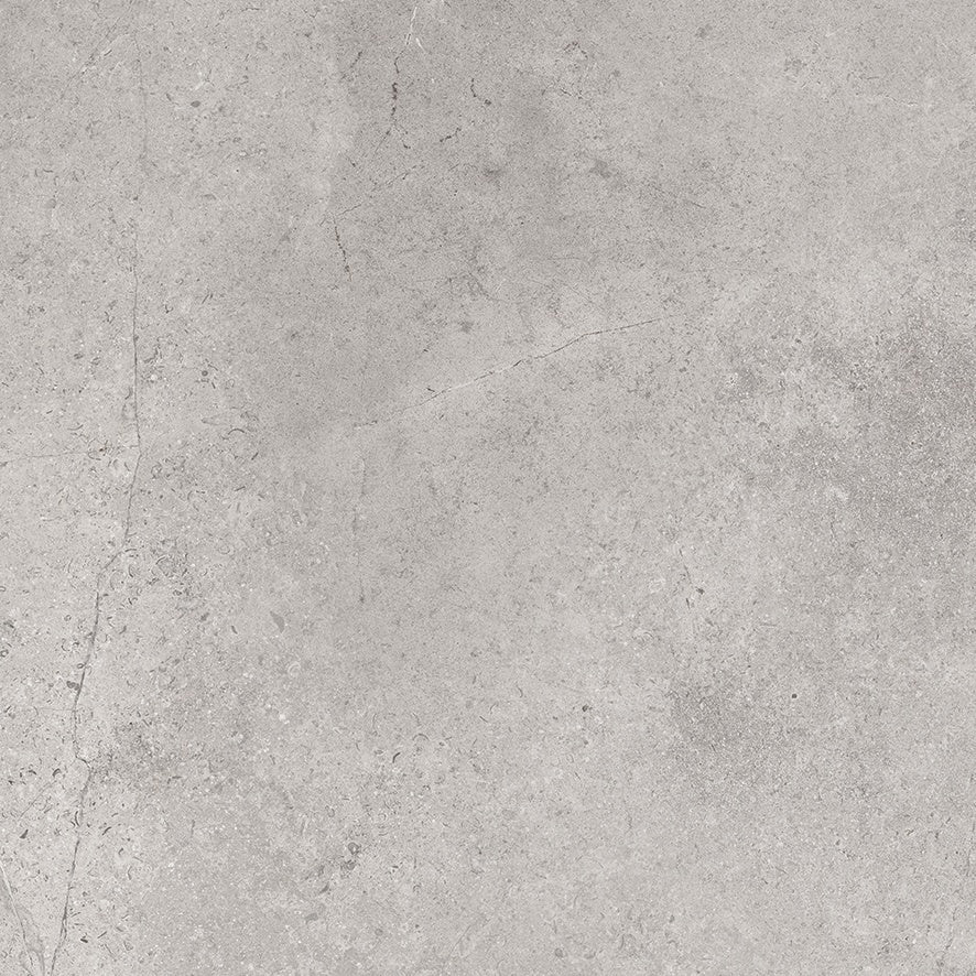 Matte silver-gray porcelain step with a refined wood-effect inlay, exuding rustic sophistication and warm minimalism.