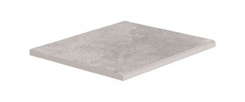 Matte silver-gray porcelain square border with refined wood-effect inlay, exuding rustic sophistication and natural elegance.