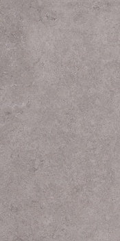 Matte gray porcelain tile with soft wood-effect inlay, evoking rustic sophistication and minimalist harmony in a refined, earthy palette.