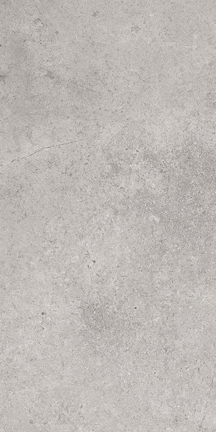 Matte silver-gray porcelain wall tile with a soft wood-inlay effect, evoking rustic sophistication and serene minimalist balance.