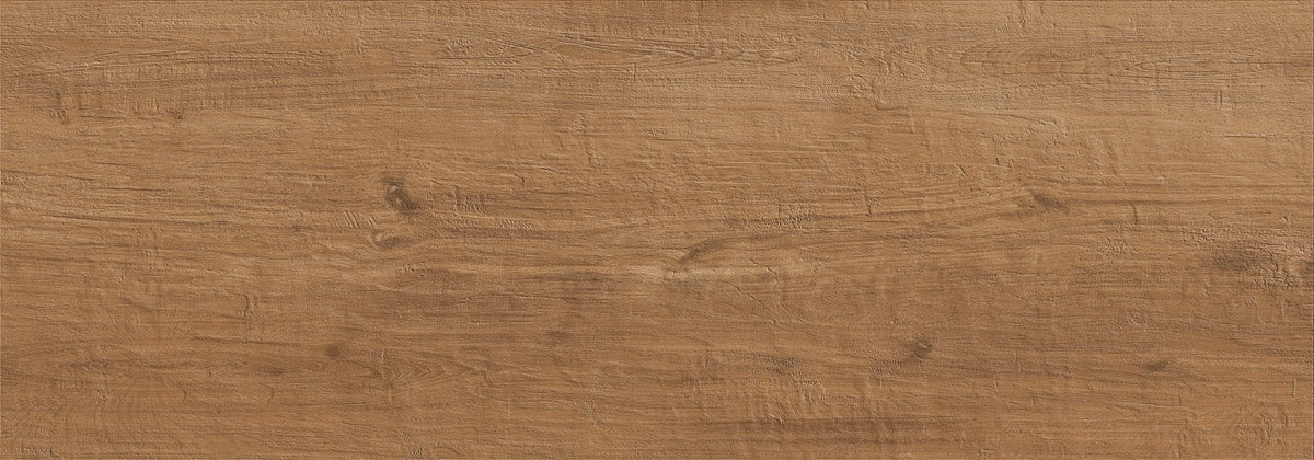 Luxurious reclaimed wood-look porcelain tile in warm dark beige with a softly textured matte finish and refined vintage charm.