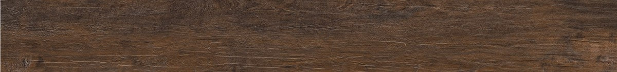 Dark brown porcelain plank with rich reclaimed wood texture, matte finish, and sophisticated rustic elegance for timeless interiors.