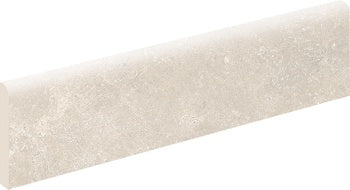 Luxury beige porcelain bullnose trim with a semi-matte textured finish, evoking timeless elegance and refined sophistication.
